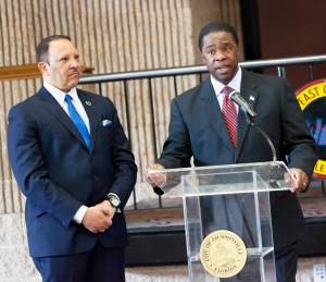Jan. 2015, National Urban League PResident Marc Morial and Mayor Brown at the 2015 Martin Luther King Jr. Breakfast