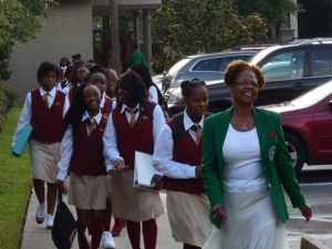 Young ladies of Virtue Academy o their first day of school